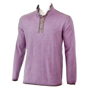 NWT QED Style Brigham Golf Cashmere Sweater Pullover Finance Bro Cotton Plaid